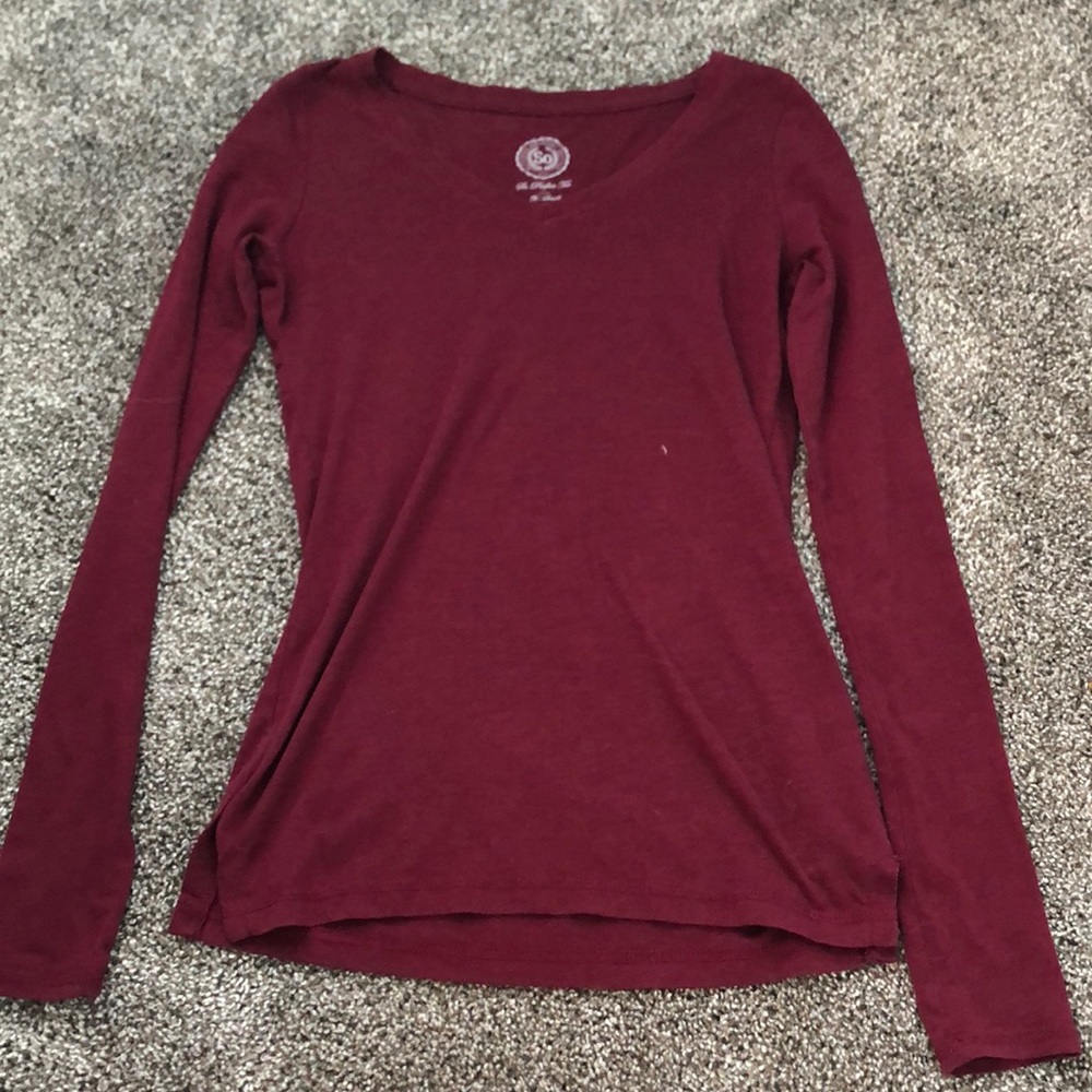 Sonoma, maroon, long sleeve, v-neck shirt